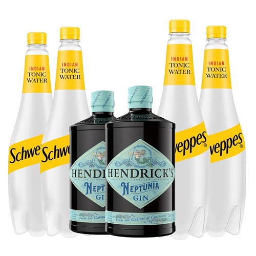 Case of 6 with Hendricks Neptunia Gin 70cl and Schweppes Tonic Packed Together